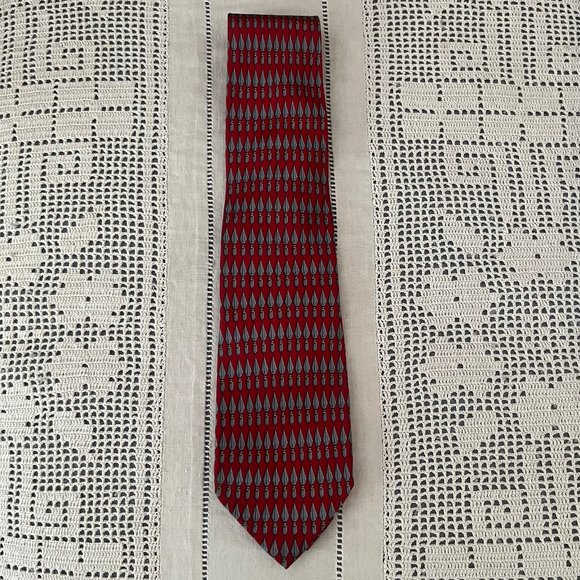 Gucci silk tie red, grey & yellow - Picture 1 of 10